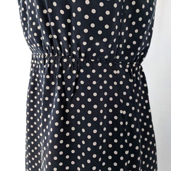 Black and Cream Silk Polka Dot Dress  Knee Length - Picture 5 of 8